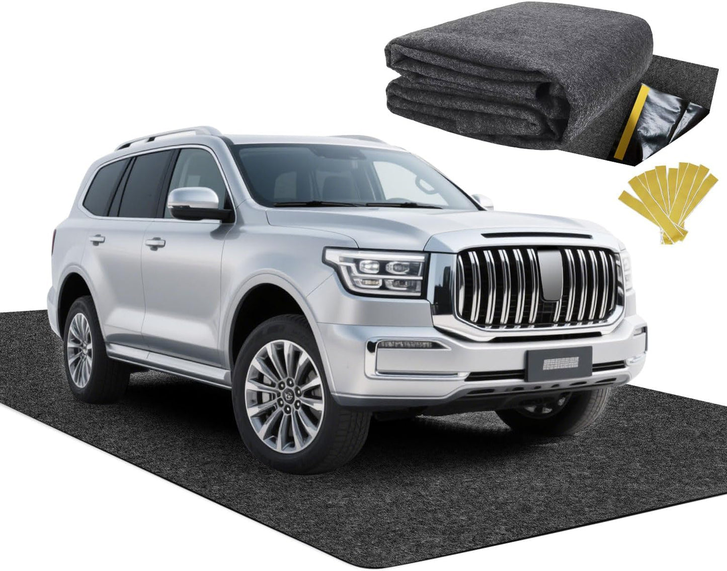17'x7'45" Heavy Duty Garage Floor Mat with Adhesive Backing - Garage Floor mats for Under car, Garage Rugs and mats,Oil & Waterproof Non-Slip Protective Flooring for Under Cars