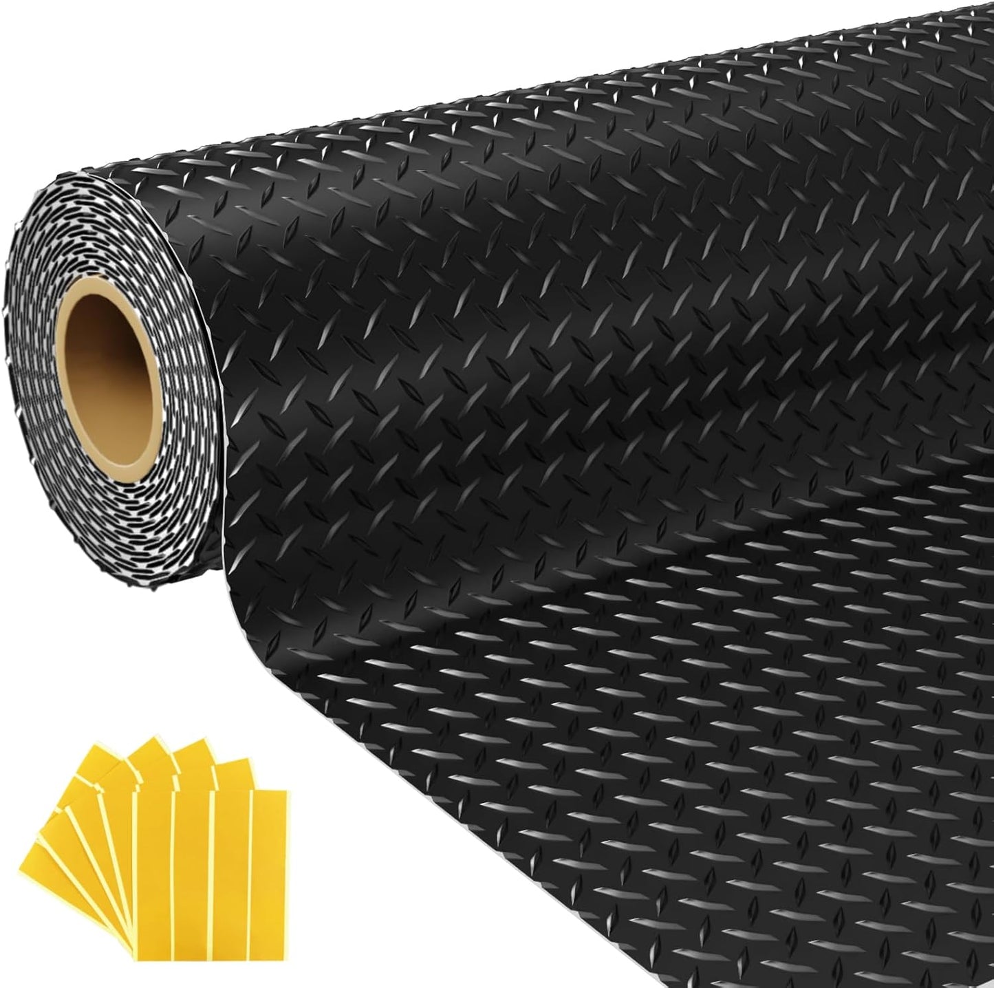 7.5x25 FT Garage Floor Mat, 2.8mm Thickened Flooring Roll for Under Car with 20Pcs Tapes, 188SQFT Diamond Plate Non-Slip Floor Protector Mat for Garage, Warehouse, Gyms, Trailer(Grey)