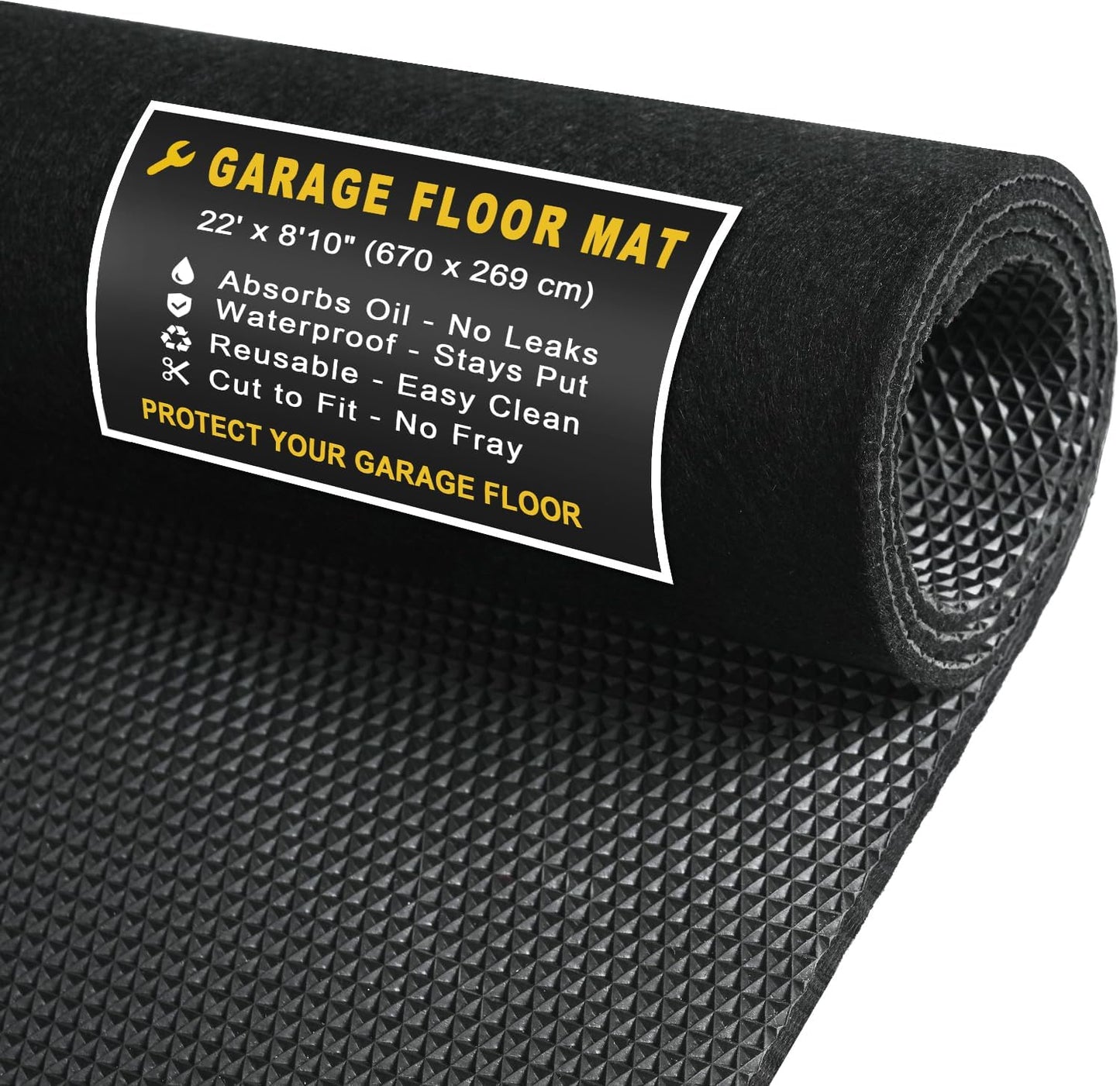 Golener Oil Spill Mat - Garage Floor Mat, Absorbent Oil Pad, Premium Maintenance Mat, Waterproof, Contain Liquid, Protect Garage Surface from Spill & Stain, Reusable, Washable, Durable, Black, 59”x72”