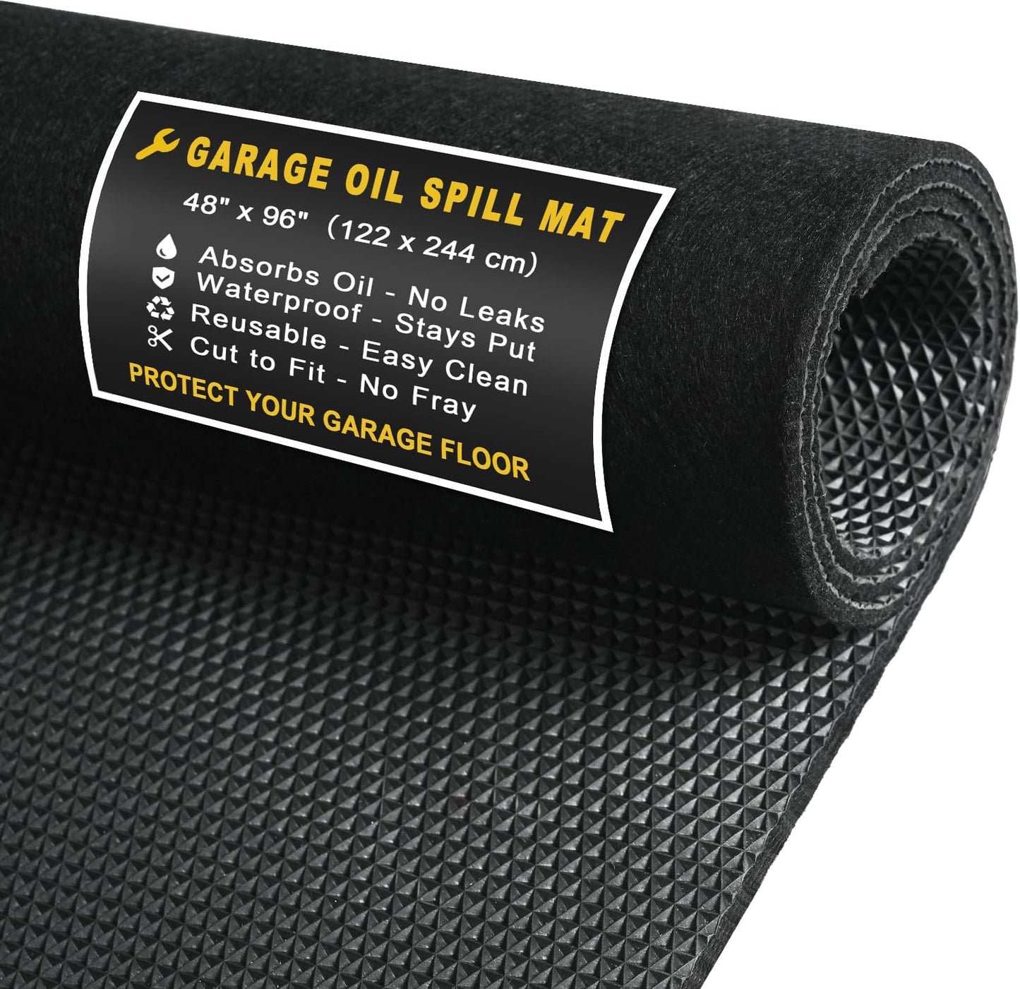 Golener Oil Spill Mat - Garage Floor Mat, Absorbent Oil Pad, Premium Maintenance Mat, Waterproof, Contain Liquid, Protect Garage Surface from Spill & Stain, Reusable, Washable, Durable, Black, 59”x72”