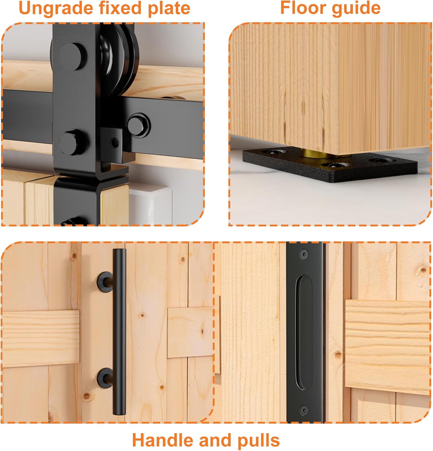 SKYSEN 48" X 84" Bifold Barn Door with 52" Bifold Barn Door Hardware Kit, Including Handle and Pulls, Unfinished Solid Spruce Wood Panel, Pre-Drilled and Assembled(48 * 84-52-fold)