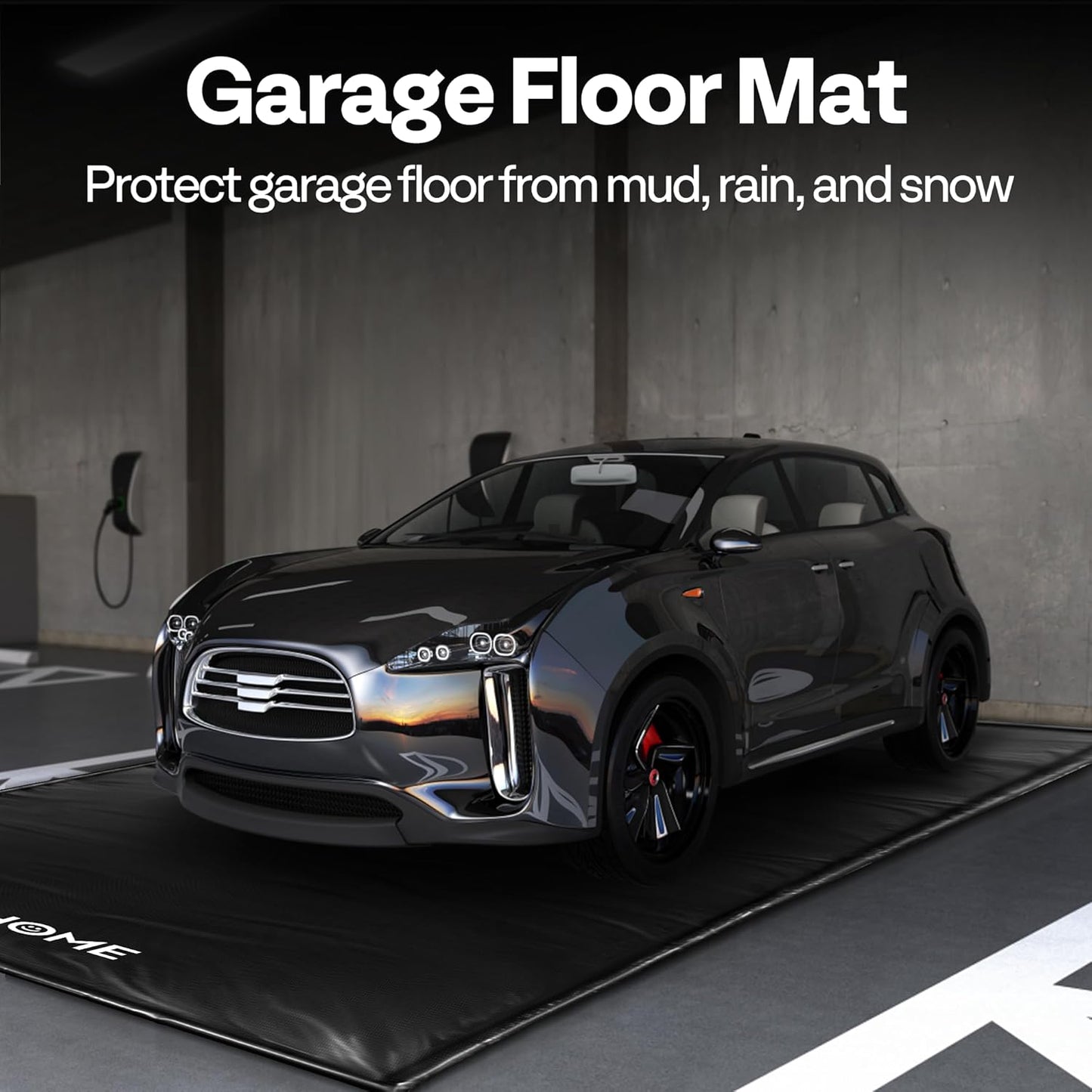 VIVOHOME Containment Mat (8'6" x 20') with Stay Put Corner, PVC Garage Mats for Floor, Heavy Duty Garage Parking Mat with a Squeegee