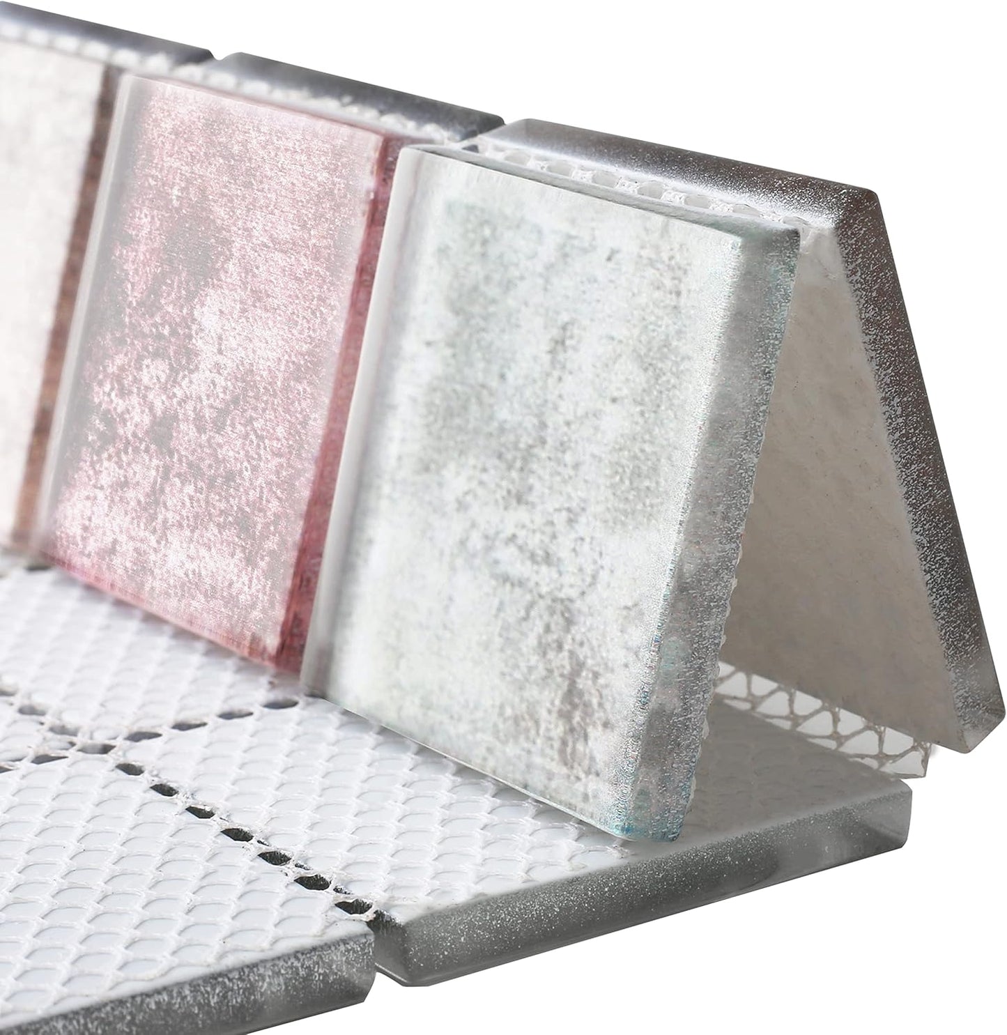 Antique 2'' x 2'' Glass Squared Tile Glazed Red Grey Grid Mosaic Wall Backsplash Tile PT31 (Box of 5 Sheets)