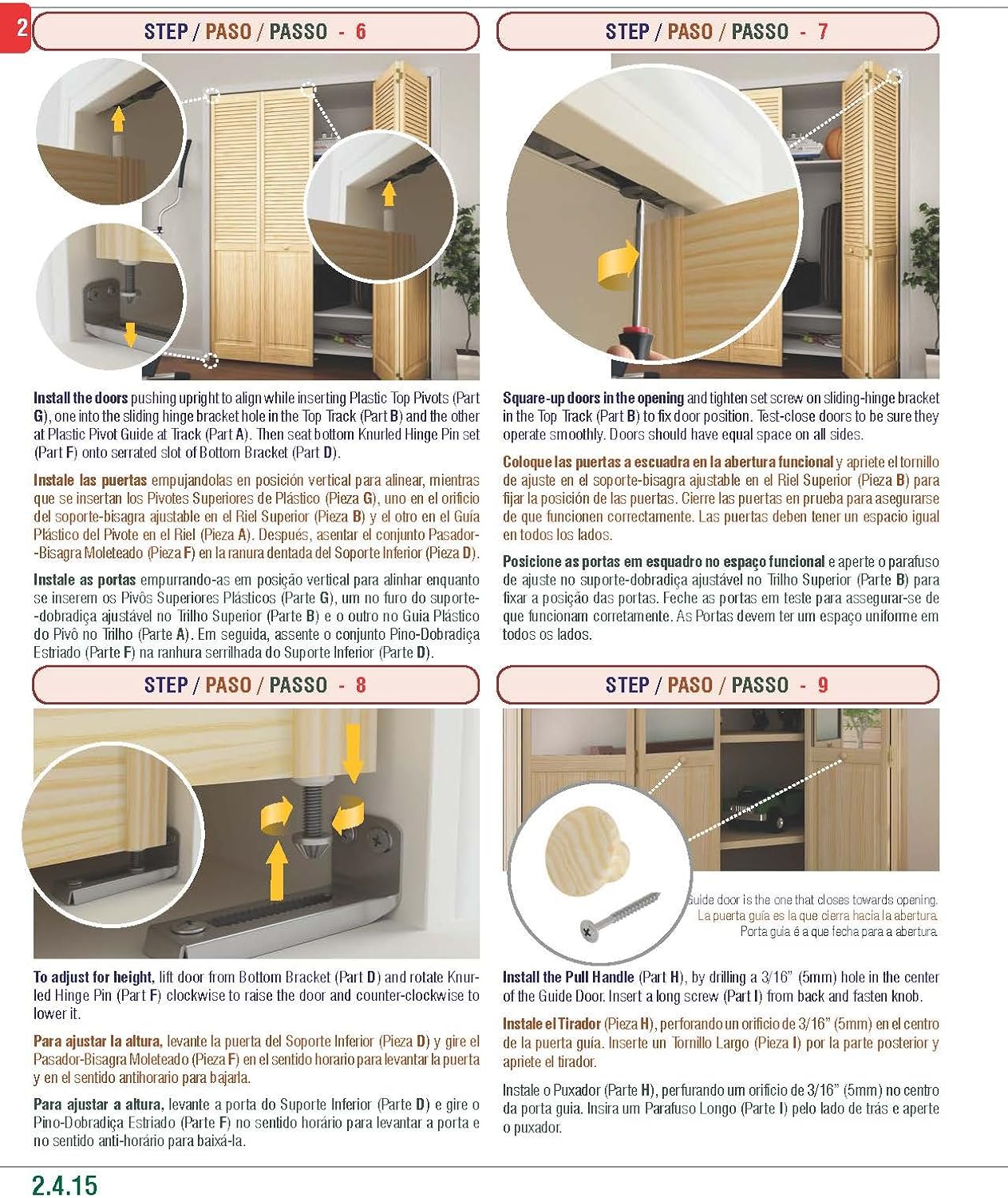 Closet Door, Bi-fold, 6-Panel Style Primed White