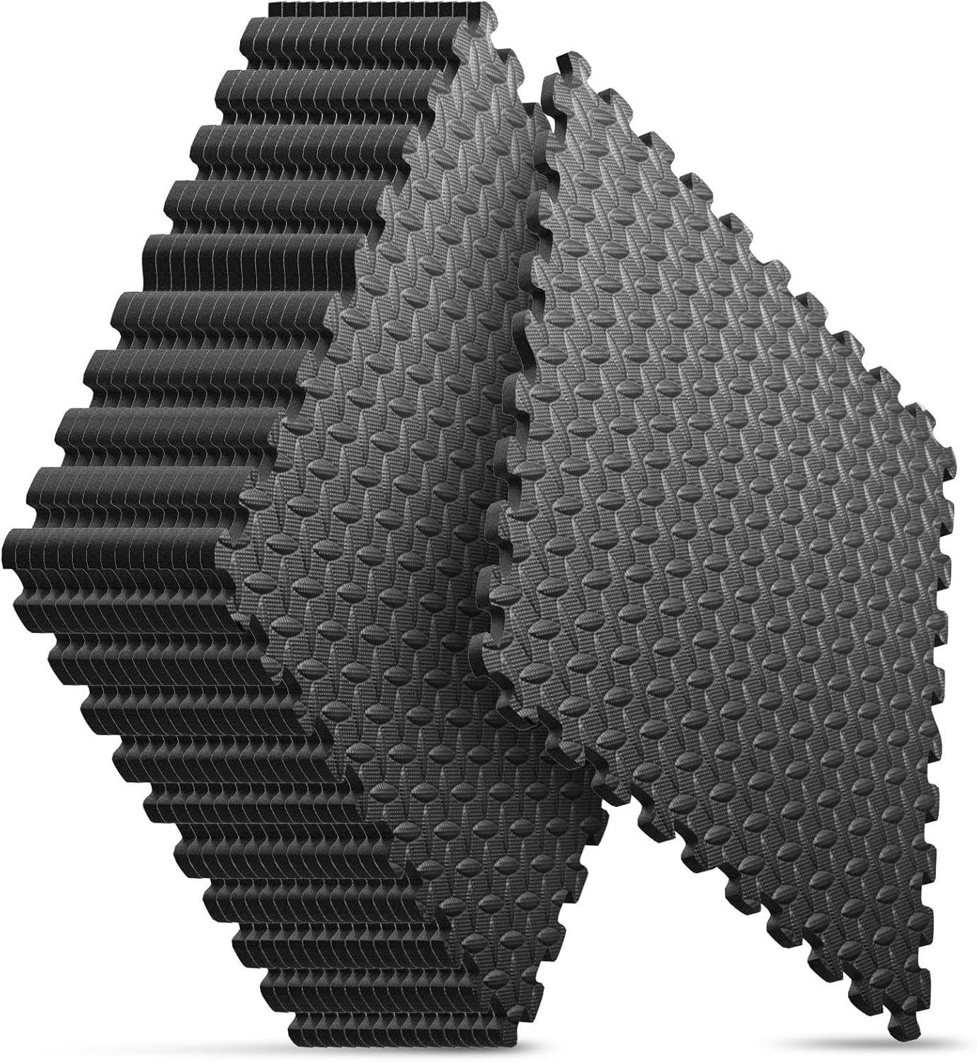 Home Gym Mat, Puzzle Exercise Mat, EVA Interlocking Foam Floor Tiles for Home Workout Equipment and Kids' Play Areas - Black, 24 in x 24 in x ½ in - 32 Tiles (Black, 32 Pack, 128 SQ FT)