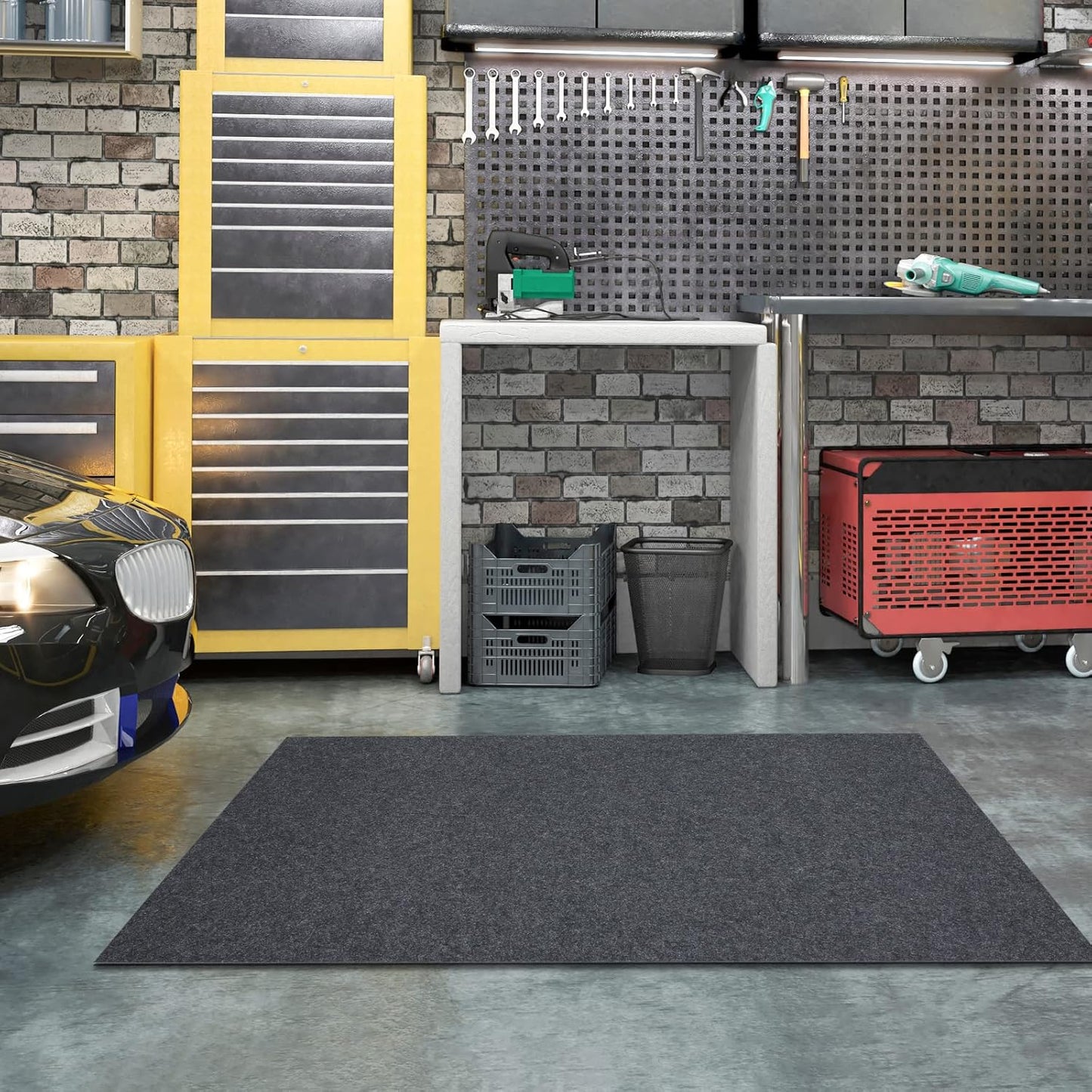 Oil Spill Mat, 7.4 x 8.4 Ft, Premium Absorbent Oil Pad. Contains Liquids, Protects Garage Floor from Spills, Drips, Splashes and Stains. Washable, Reusable, Waterproof Rubber Parking Mats