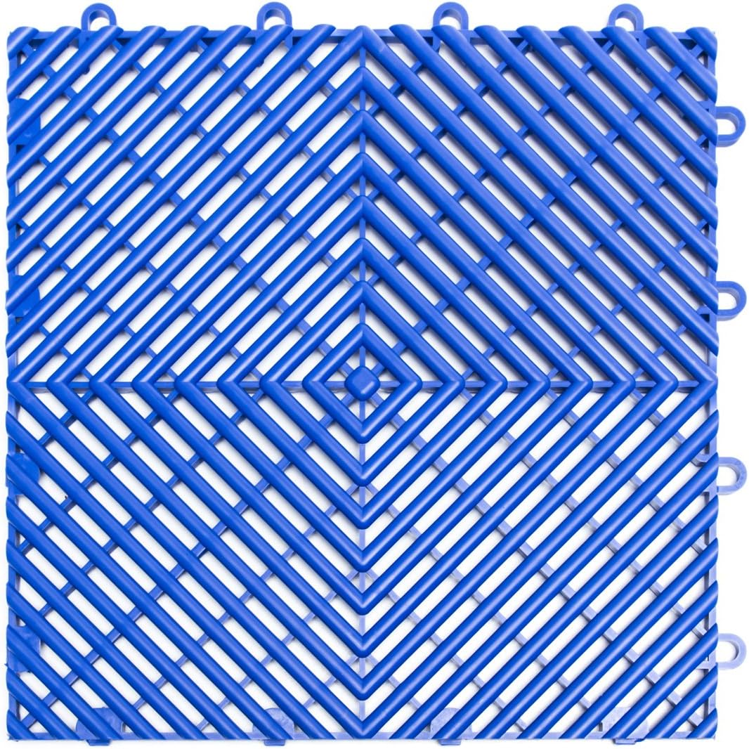 Big Floors RaceDeck Free-Flow Interlocking Garage Flooring Tiles, Non-Slip, Self-Draining, Heavy-Duty, High-Impact Copolymer, Easy Install (Black, 48 Pack of 12 x 12" Tiles)