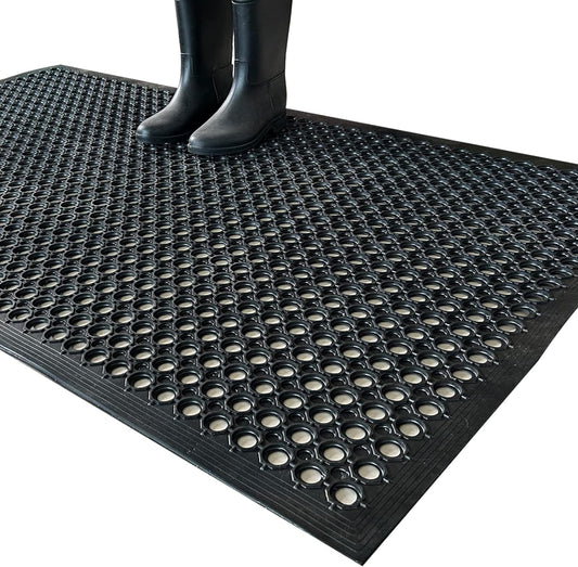 Uniboho Outdoor Rubber Floor Mats Anti Slip Restaurant Commercial Kitchen Mat Rubber Drainage Mat 60 x 35 Heavy Duty Door Mat for Garage Garden Indoor Outside Industral Pool Entrance Bar Wet Area