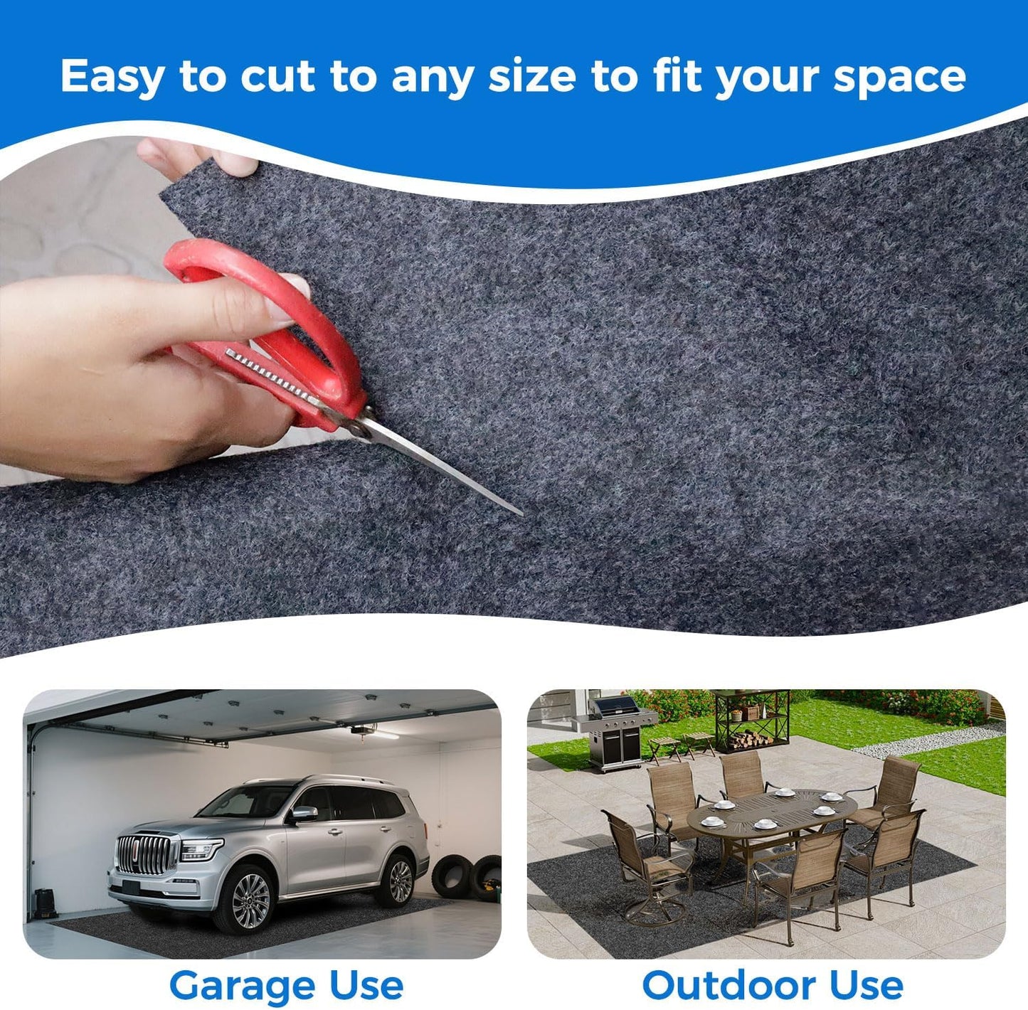 17'x7'45" Heavy Duty Garage Floor Mat with Adhesive Backing - Garage Floor mats for Under car, Garage Rugs and mats,Oil & Waterproof Non-Slip Protective Flooring for Under Cars