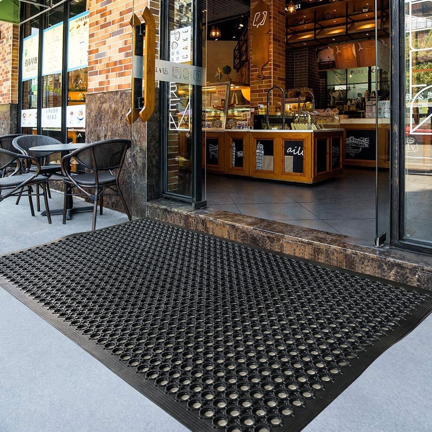 Uniboho Outdoor Rubber Floor Mats Anti Slip Restaurant Commercial Kitchen Mat Rubber Drainage Mat 60 x 35 Heavy Duty Door Mat for Garage Garden Indoor Outside Industral Pool Entrance Bar Wet Area
