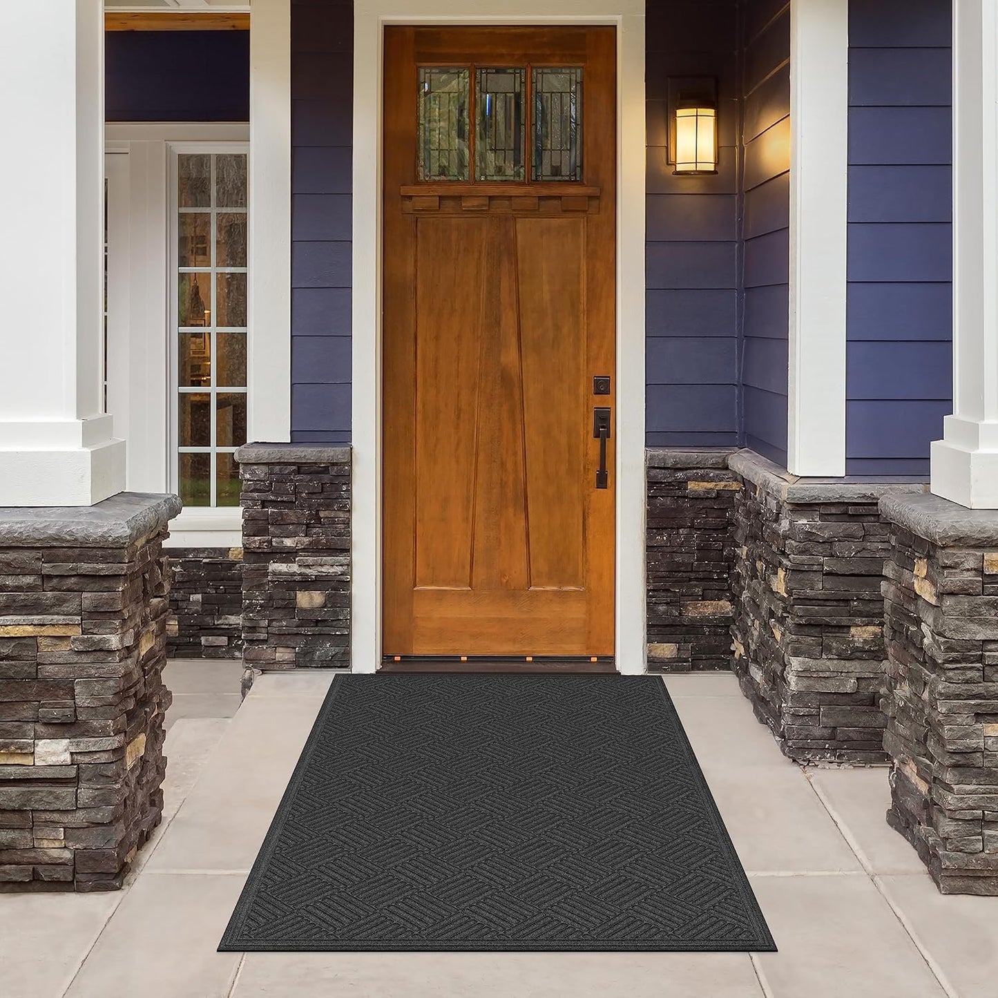 Apache Mills Textures 4' x 6' Basketweave Heavy Duty Onyx Door Mat – Weather & Stain Resistant, Non-Slip, Durable Outdoor Mat, Made in USA – Superior Scraping Entrance Mat for Home & Commercial Use
