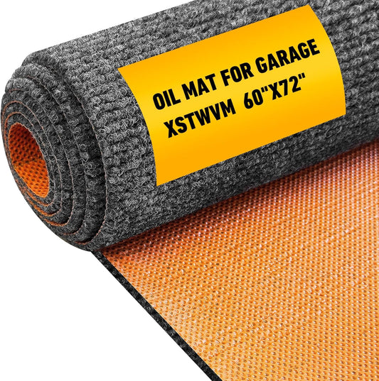 Inch, Heavy Duty Oil Resistant Garage Car Bottom Mat, Reusable Floor Protector, 1/4 Inch Thick Waterproof Rubber Backing, Oil Absorbent (Dark Gray) (60 * 72)