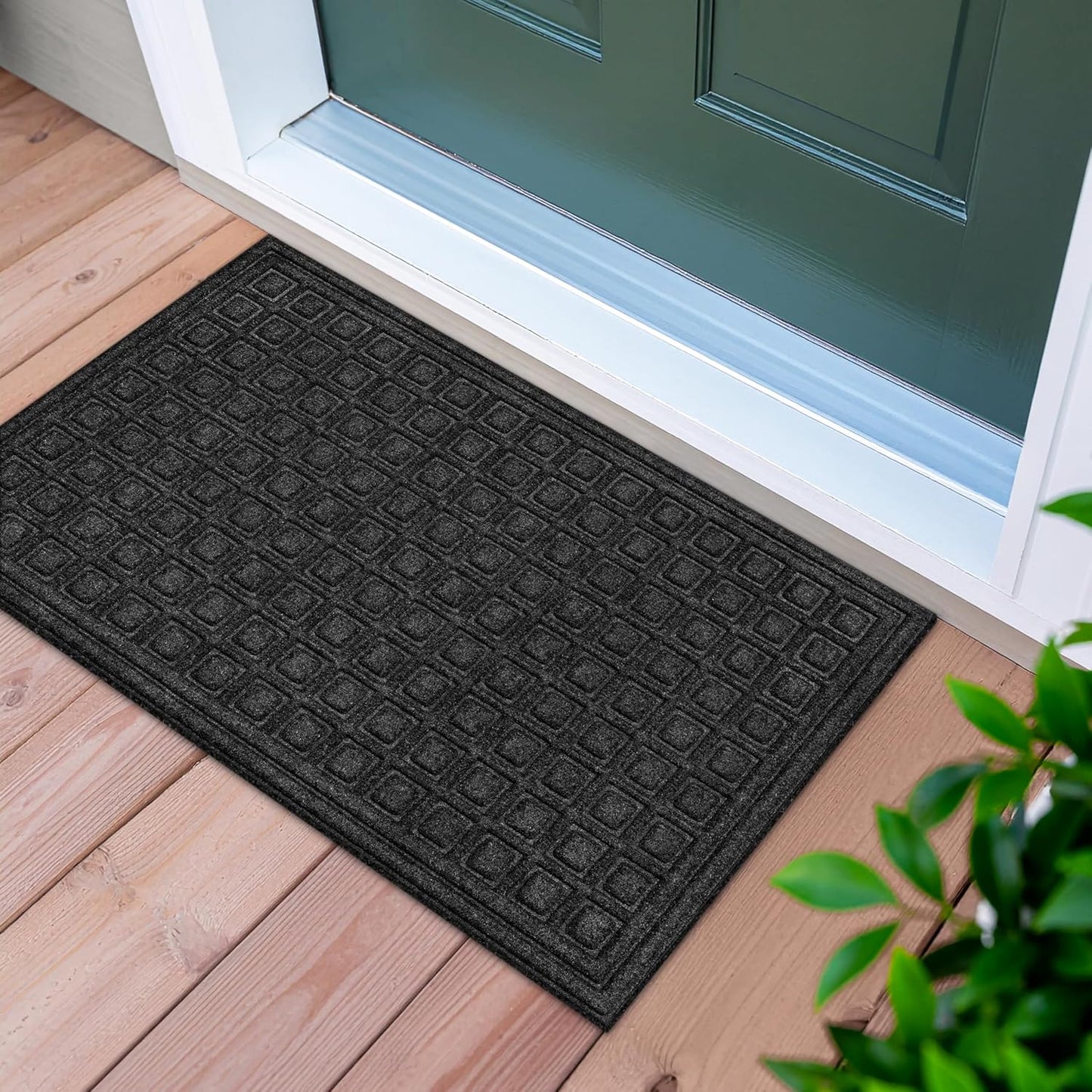 Apache Mills Textures 4' x 6' Basketweave Heavy Duty Onyx Door Mat – Weather & Stain Resistant, Non-Slip, Durable Outdoor Mat, Made in USA – Superior Scraping Entrance Mat for Home & Commercial Use