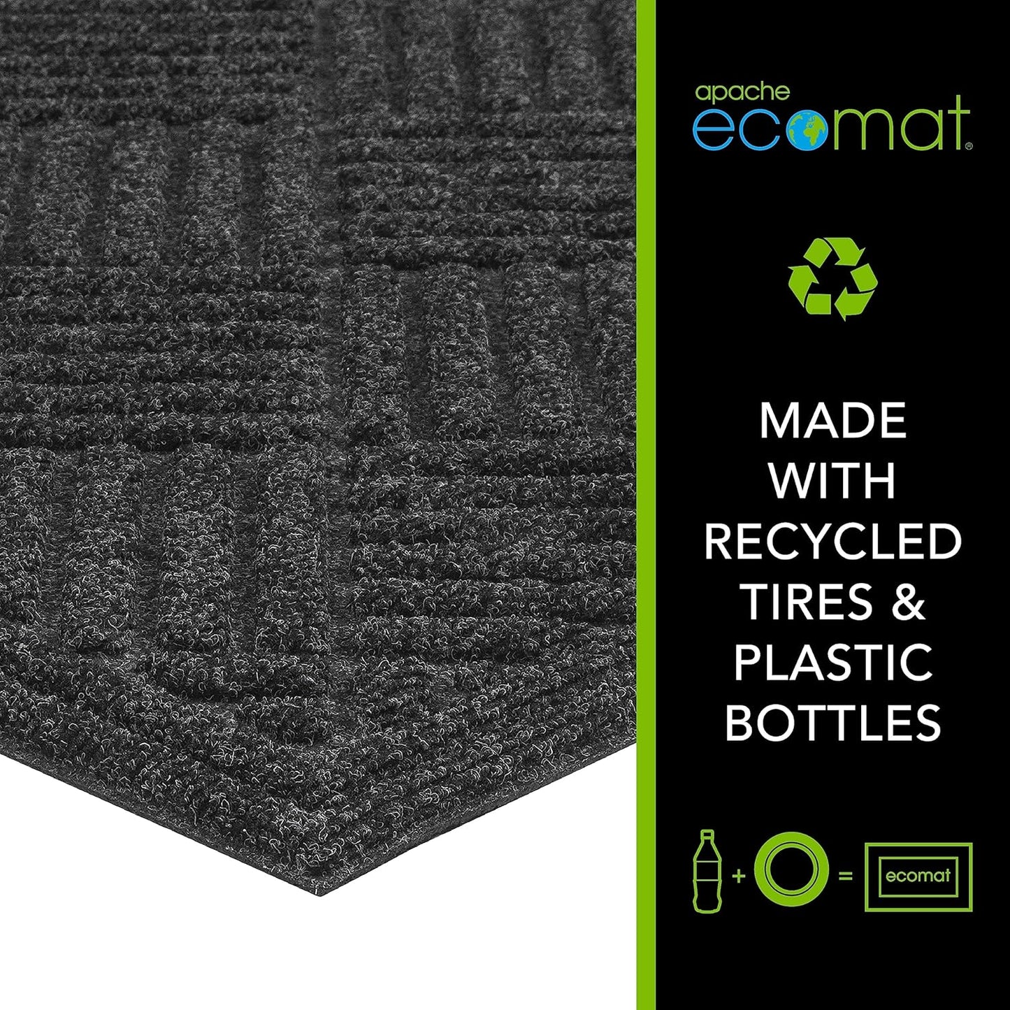 Apache Mills Textures 4' x 6' Basketweave Heavy Duty Onyx Door Mat – Weather & Stain Resistant, Non-Slip, Durable Outdoor Mat, Made in USA – Superior Scraping Entrance Mat for Home & Commercial Use
