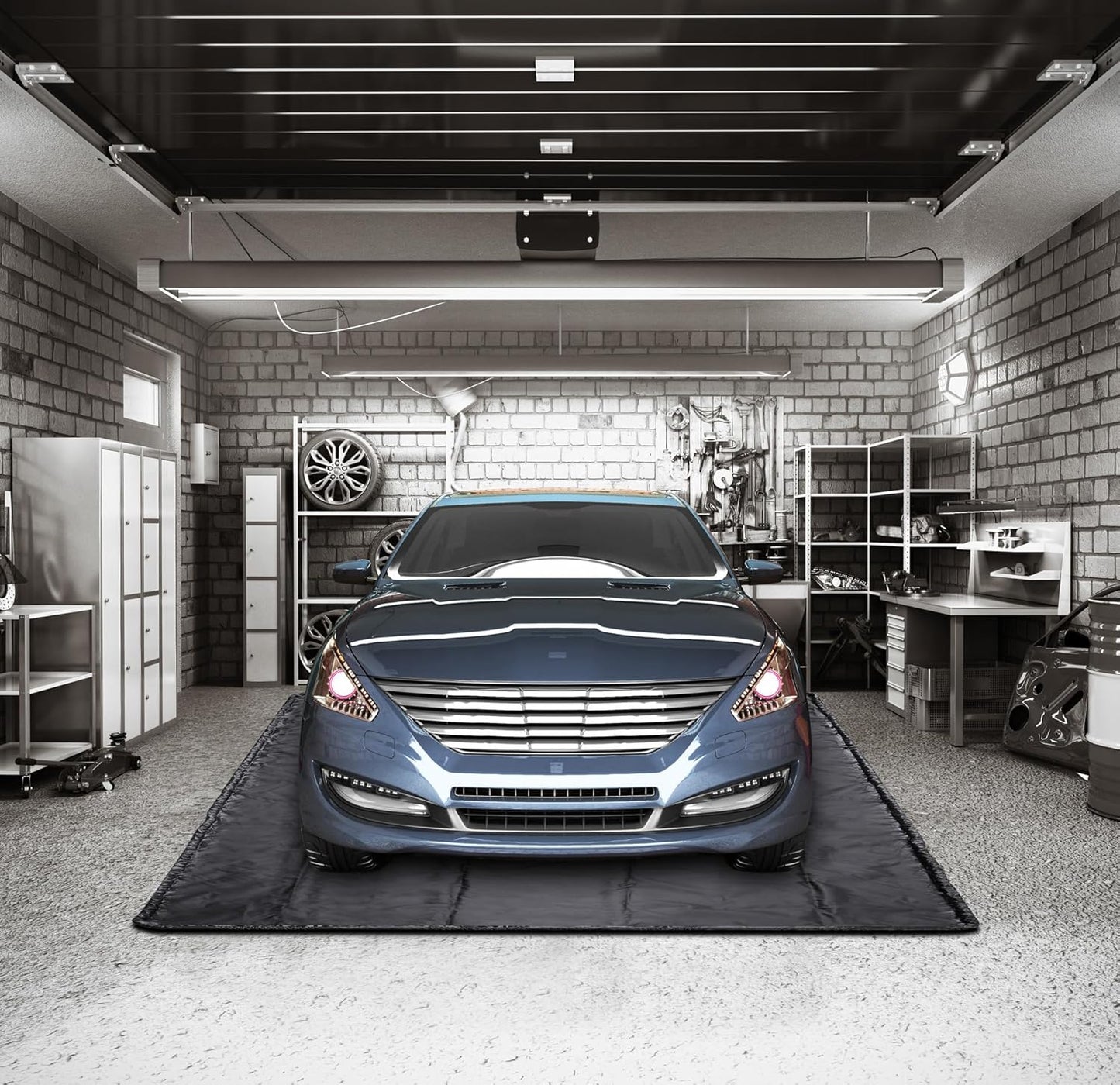 Garage Floor Mat, Garage Car Mat - Non-Slip Waterproof Containment Mat, Heavy Duty Durable Protection Garage Mat, Easy to Clean & Install,Perfect for Garage, Workshop, Parking(7'9"W x 21'L)