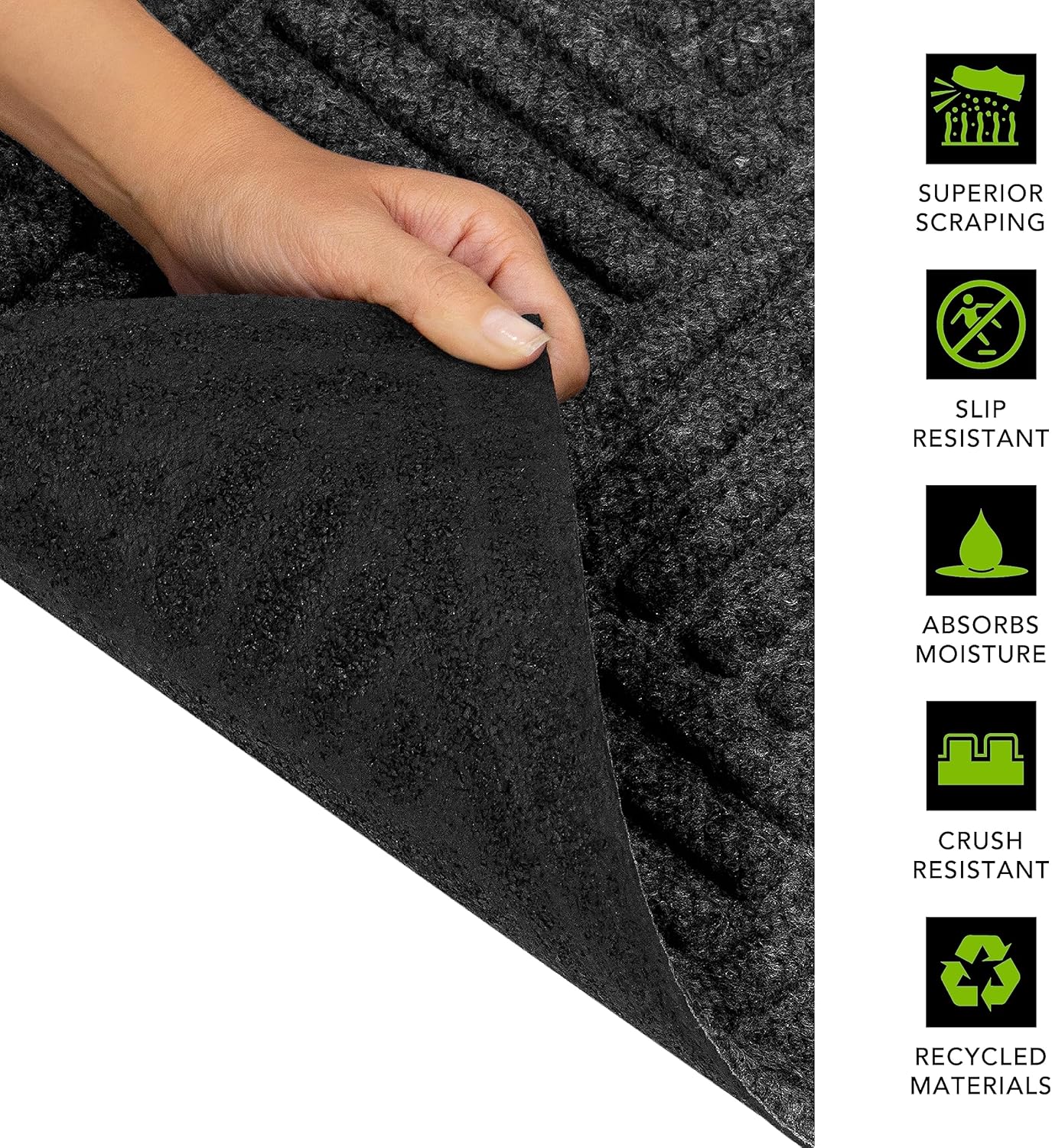 Apache Mills Textures 4' x 6' Basketweave Heavy Duty Onyx Door Mat – Weather & Stain Resistant, Non-Slip, Durable Outdoor Mat, Made in USA – Superior Scraping Entrance Mat for Home & Commercial Use