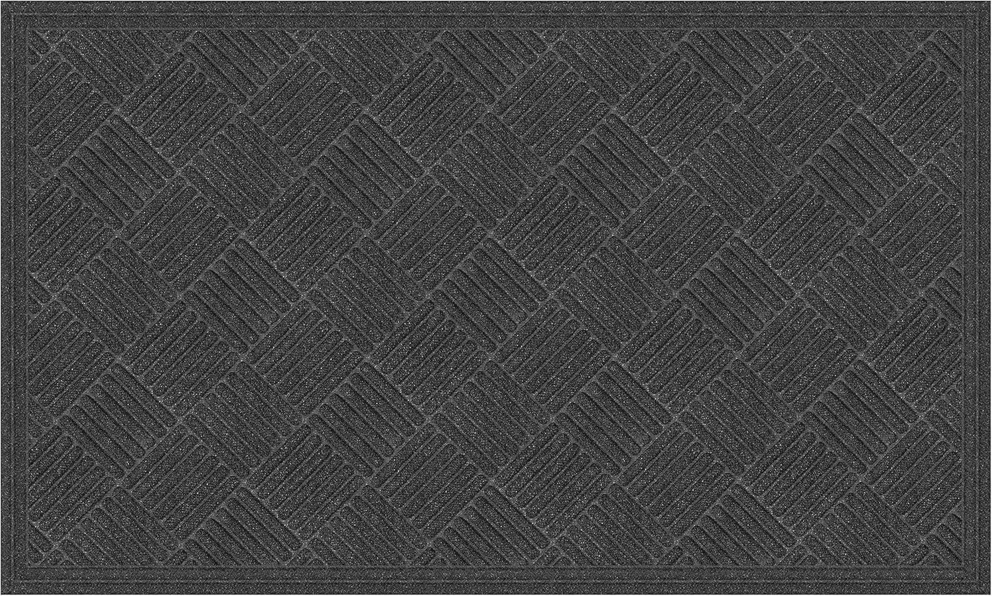 Apache Mills Textures 4' x 6' Basketweave Heavy Duty Onyx Door Mat – Weather & Stain Resistant, Non-Slip, Durable Outdoor Mat, Made in USA – Superior Scraping Entrance Mat for Home & Commercial Use