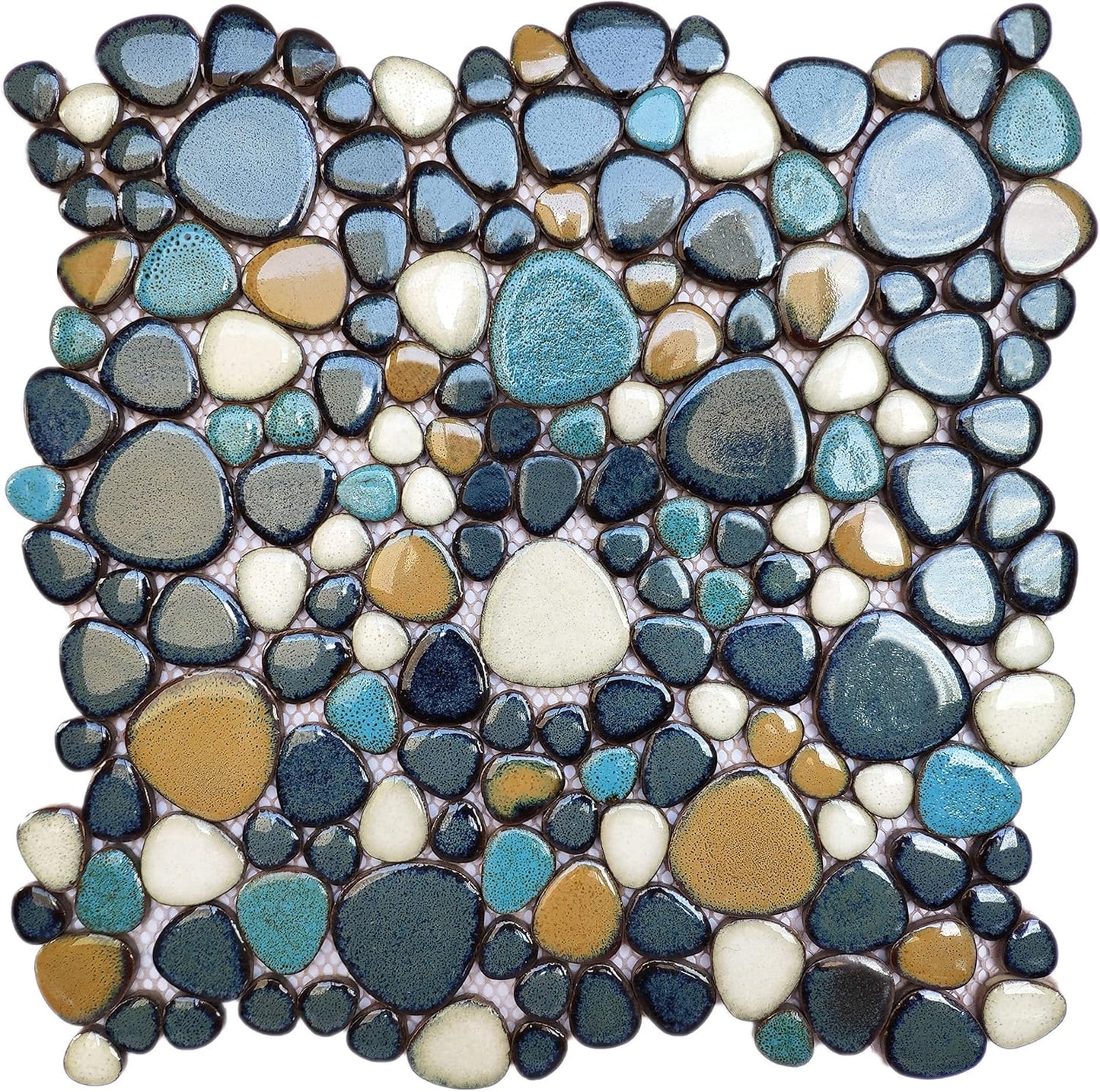 Pebble Shower Floor Tile Bathroom Beige Wall Backsplash Mosaic Tiles (5 Sheets)